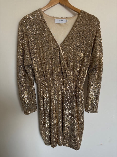 Janice gouden glitterjurk